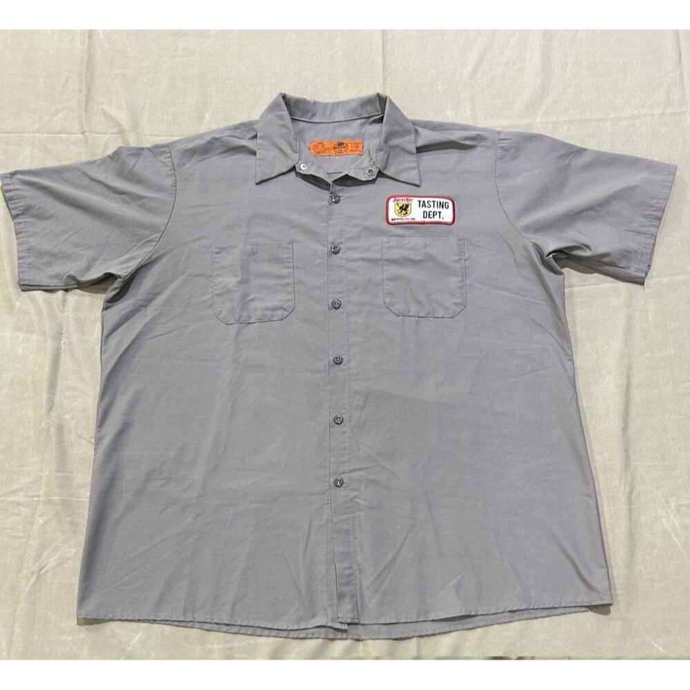 Red Cap Specker Brewing Co Button Up Work/Shop Shirt Gray Size XXL B15 - Picture 8 of 8